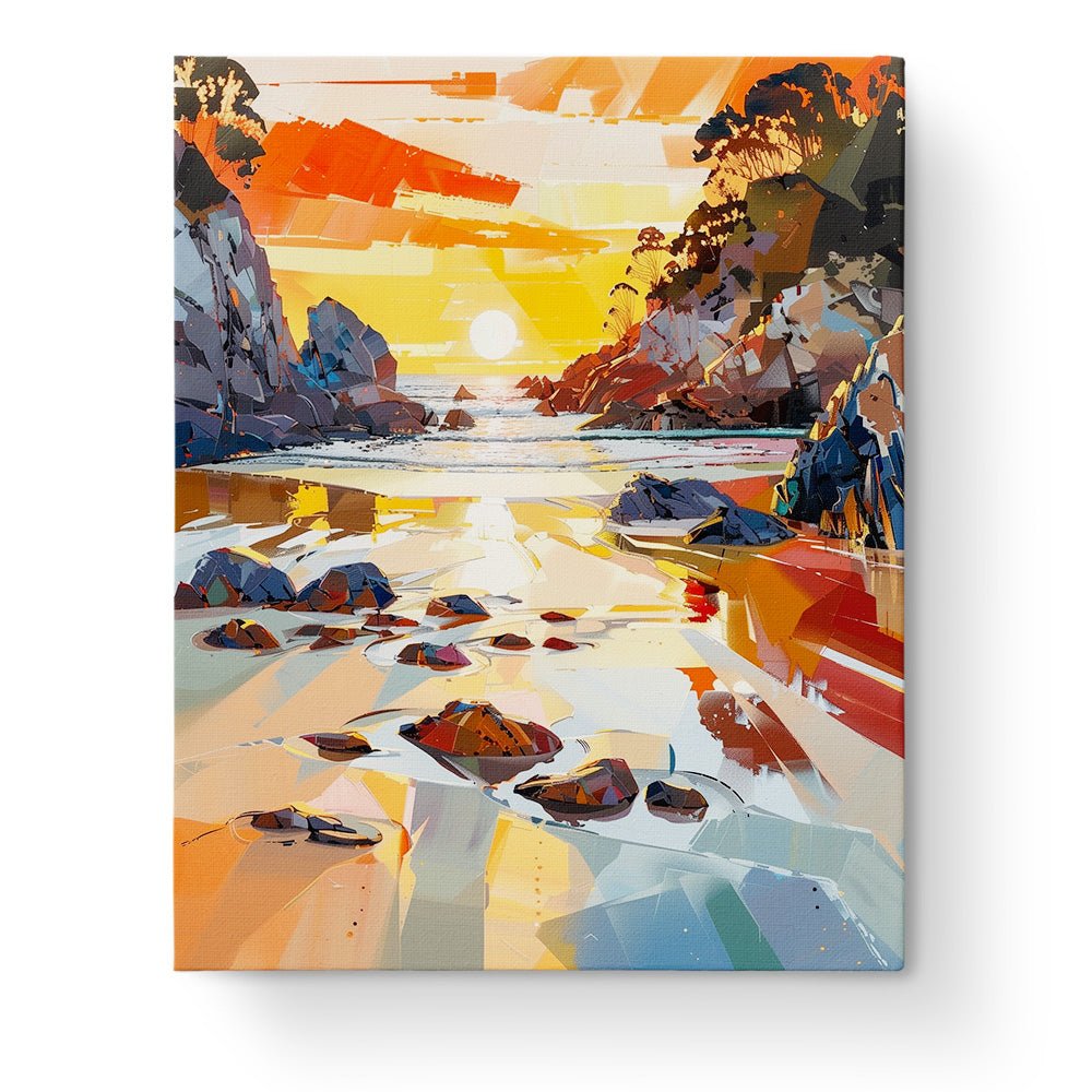 Sunset Cove Serenity - Sea Landscape - BestPaintByNumbers - Paint by Numbers Custom Kit