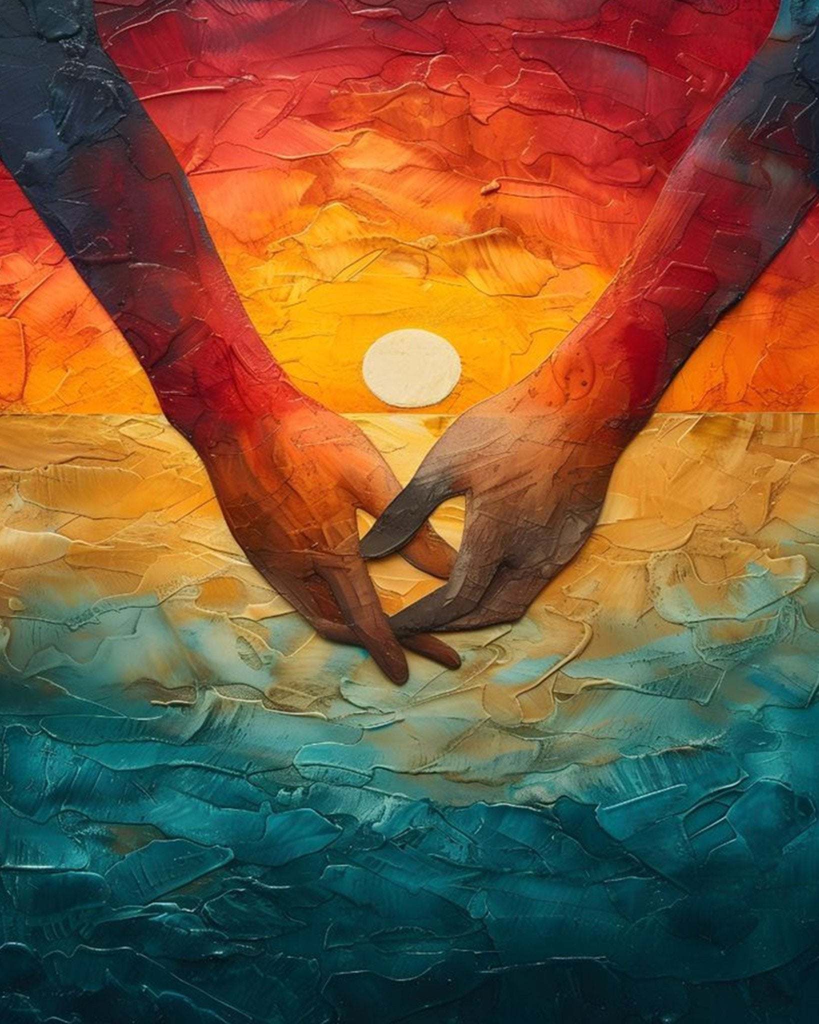 Sunset Hand in Hand - Romance - BestPaintByNumbers - Paint by Numbers Custom Kit