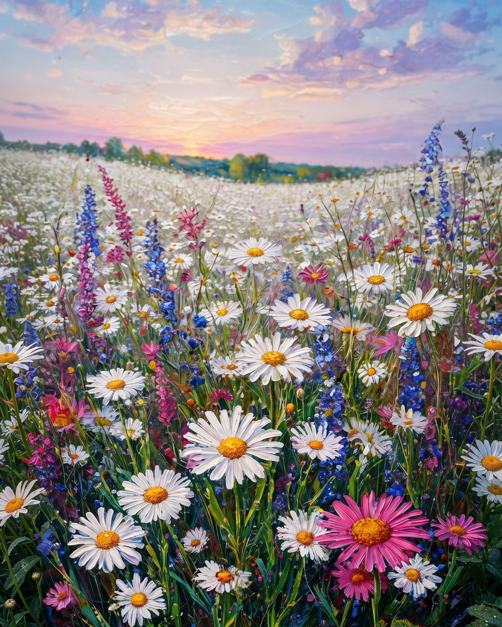 Sunset Meadow Blooms - Flowers - BestPaintByNumbers - Paint by Numbers Custom Kit