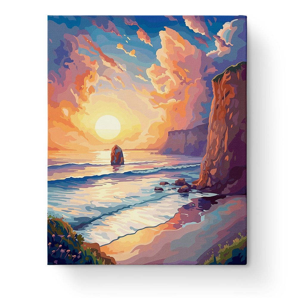 Sunset Over Cliffs - Sea Landscape - BestPaintByNumbers - Paint by Numbers Custom Kit