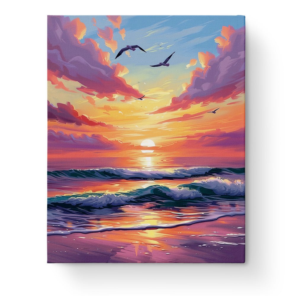 Sunset Over Waves - Sea Landscape - BestPaintByNumbers - Paint by Numbers Custom Kit