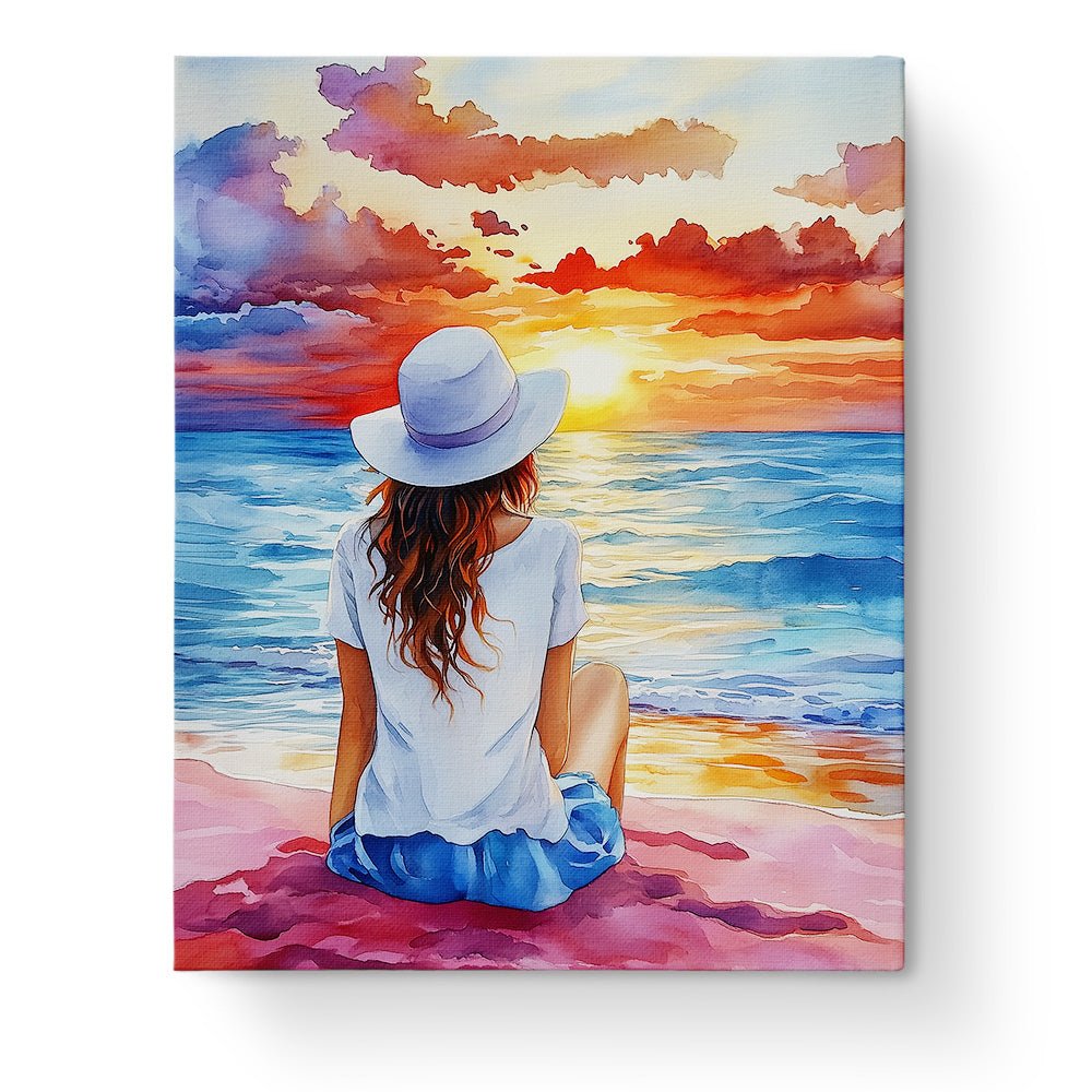 Sunset Serenity on the Beach - Summer - BestPaintByNumbers - Paint by Numbers Custom Kit