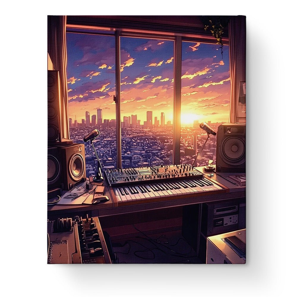 Sunset Studio Vibes - Lo - Fi - BestPaintByNumbers - Paint by Numbers Custom Kit