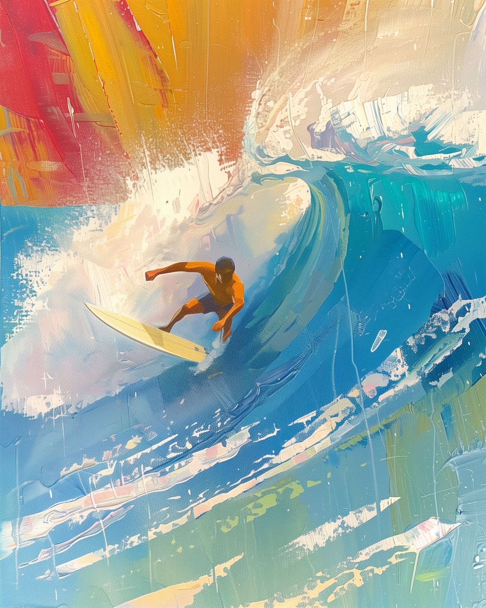 Surfer's Wave Serenity - USA - BestPaintByNumbers - Paint by Numbers Custom Kit