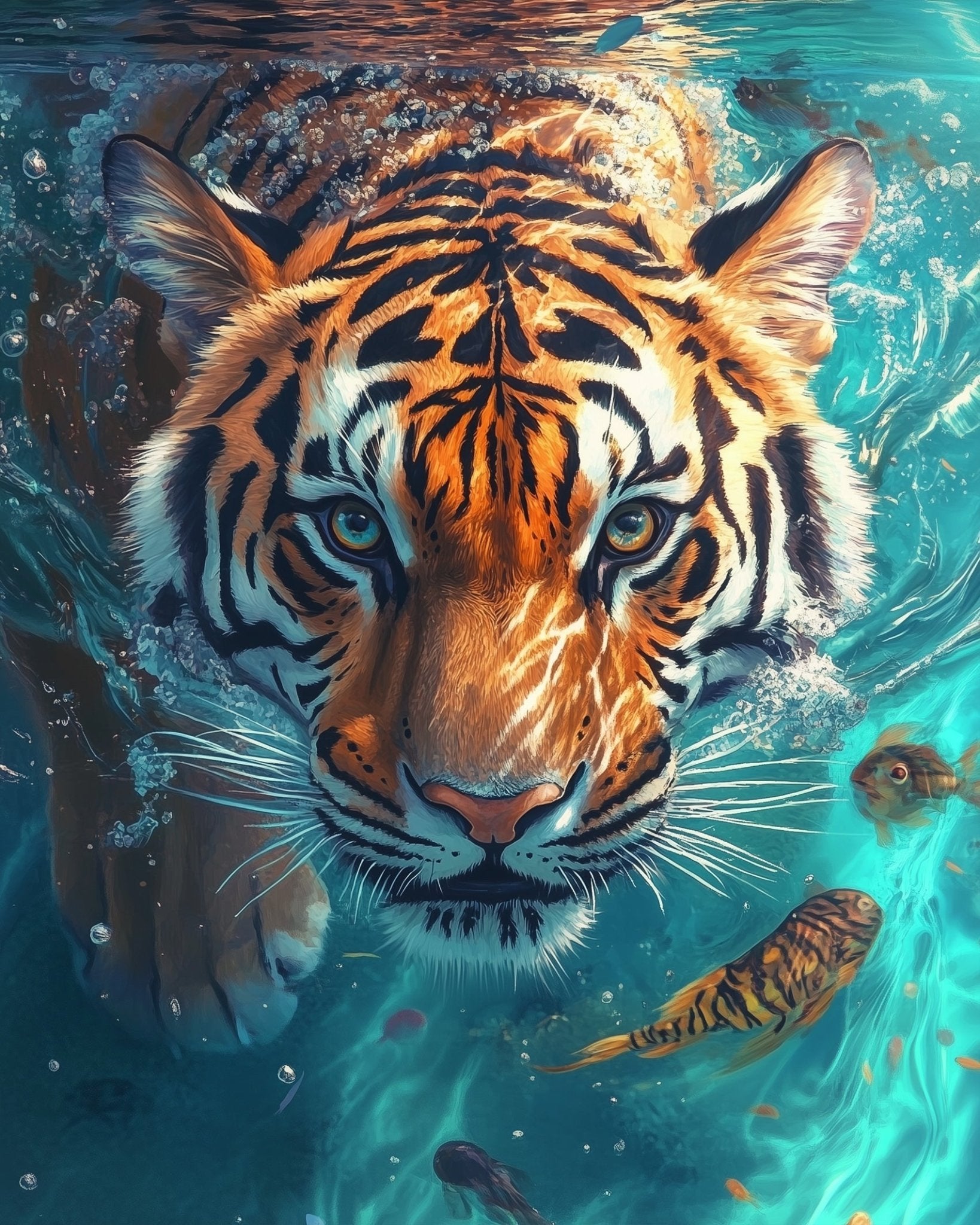 Tiger Swimming Majesty - Animals - BestPaintByNumbers - Paint by Numbers Custom Kit