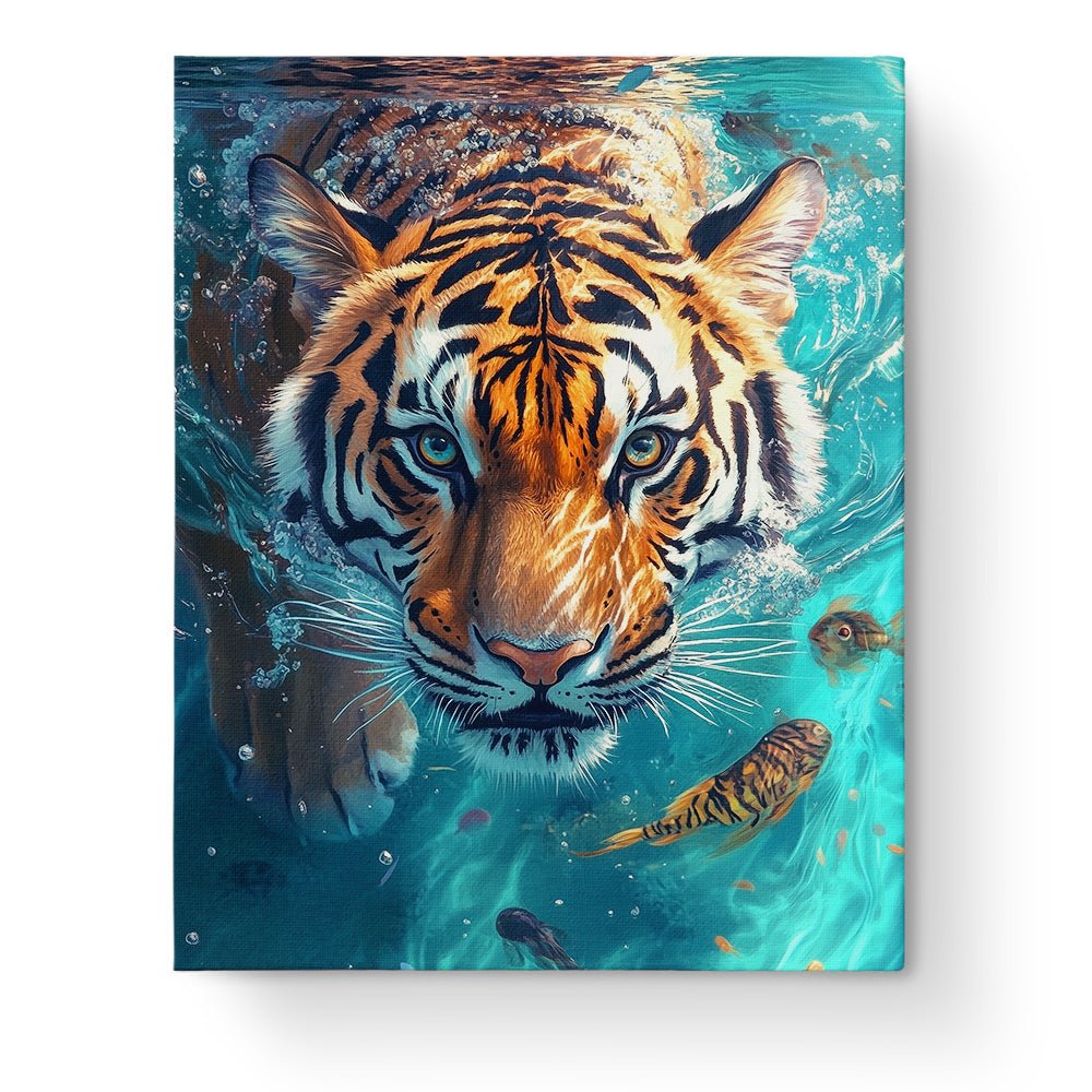 Tiger Swimming Majesty - Animals - BestPaintByNumbers - Paint by Numbers Custom Kit