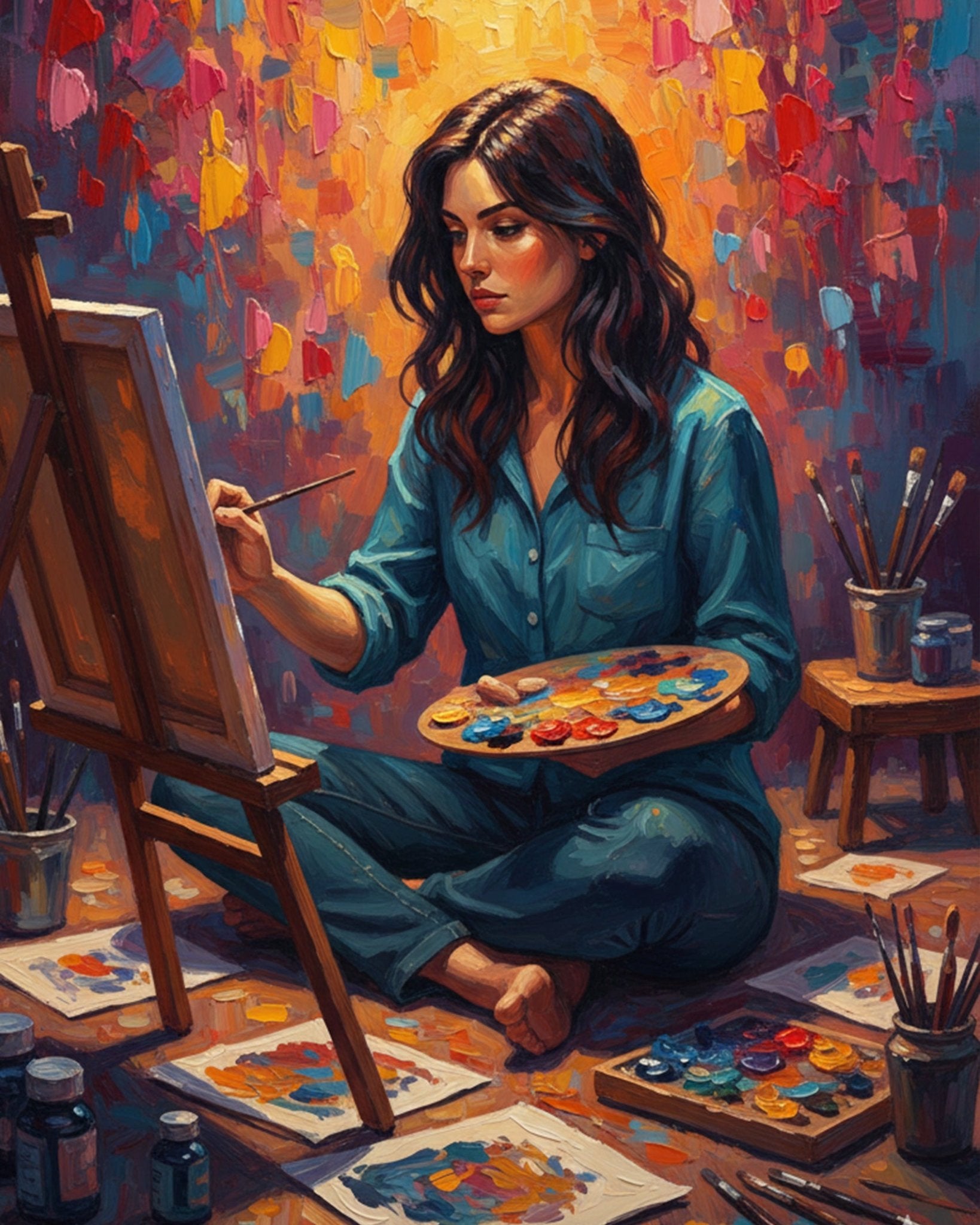 Tranquil Artist Retreat - PeacefulMoments - BestPaintByNumbers - Paint by Numbers Custom Kit