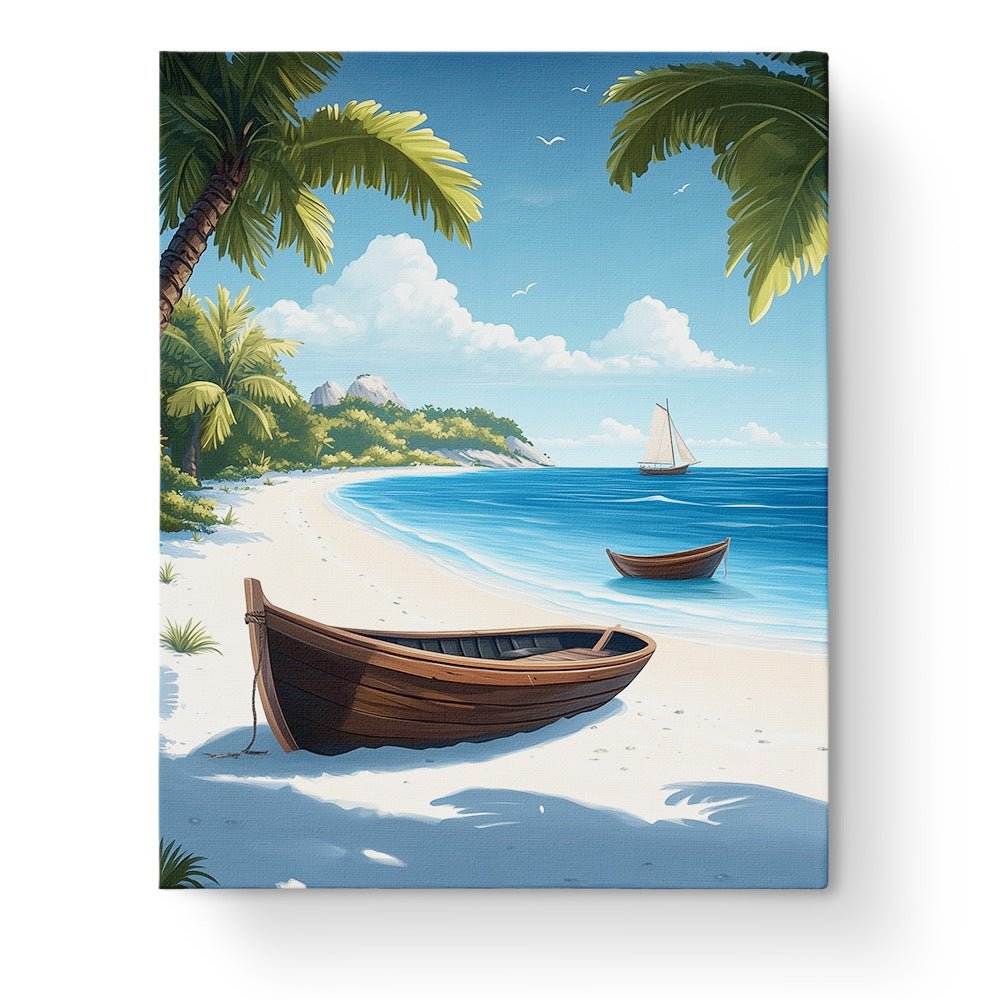 Tranquil Beach Retreat - Sea Landscape - BestPaintByNumbers - Paint by Numbers Custom Kit