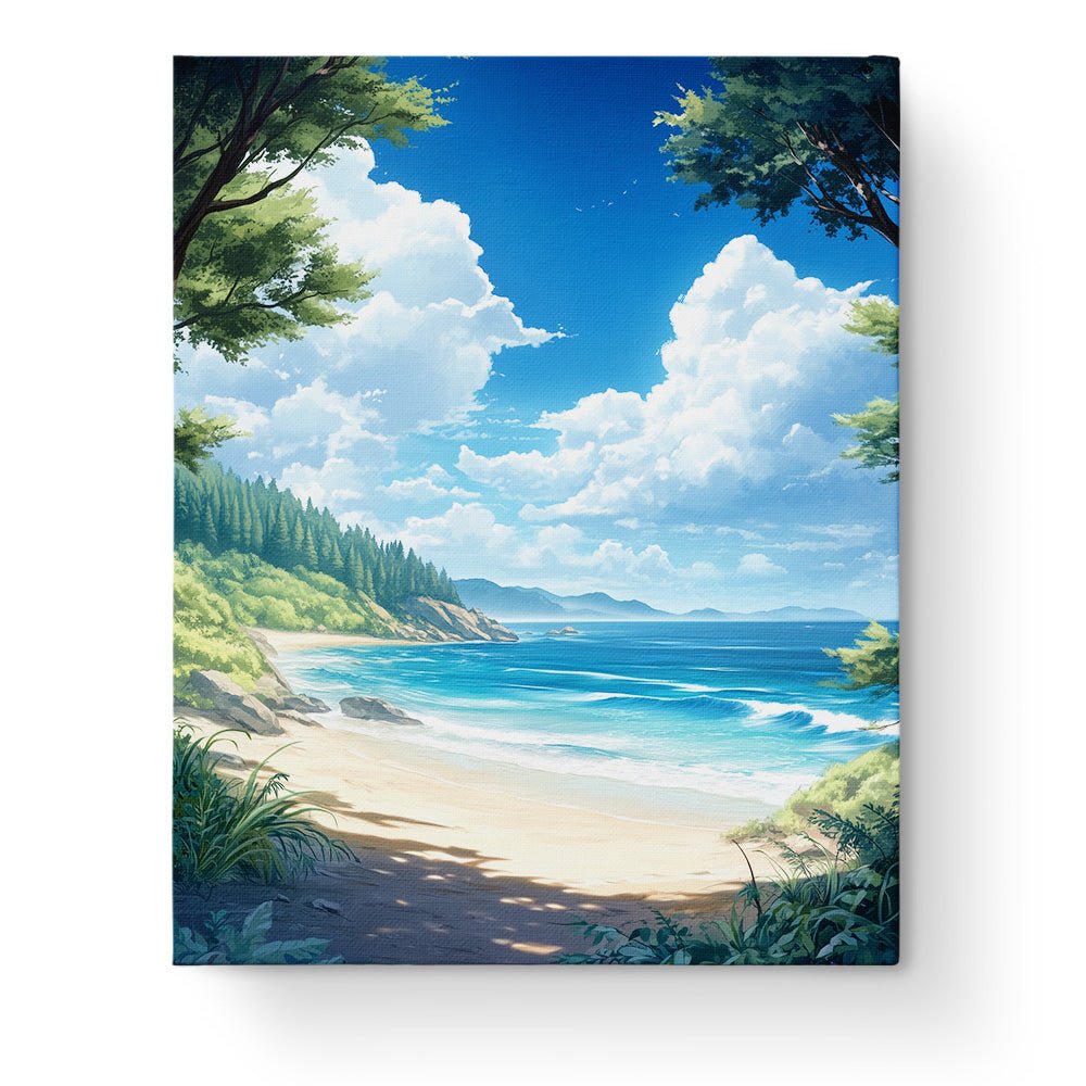 Tranquil Beach Retreat - Sea Landscape - BestPaintByNumbers - Paint by Numbers Custom Kit