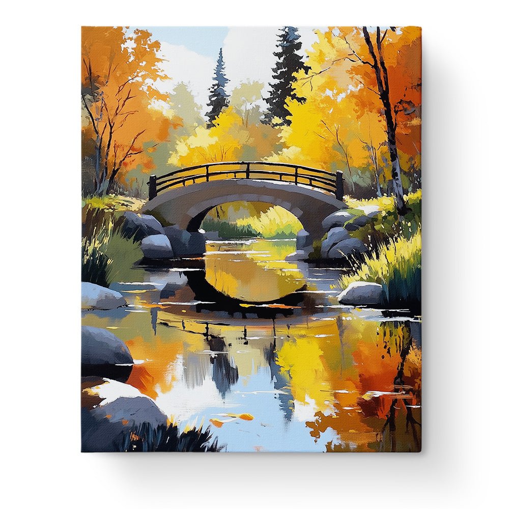 Tranquil Bridge in Autumn - Landscapes - BestPaintByNumbers - Paint by Numbers Custom Kit