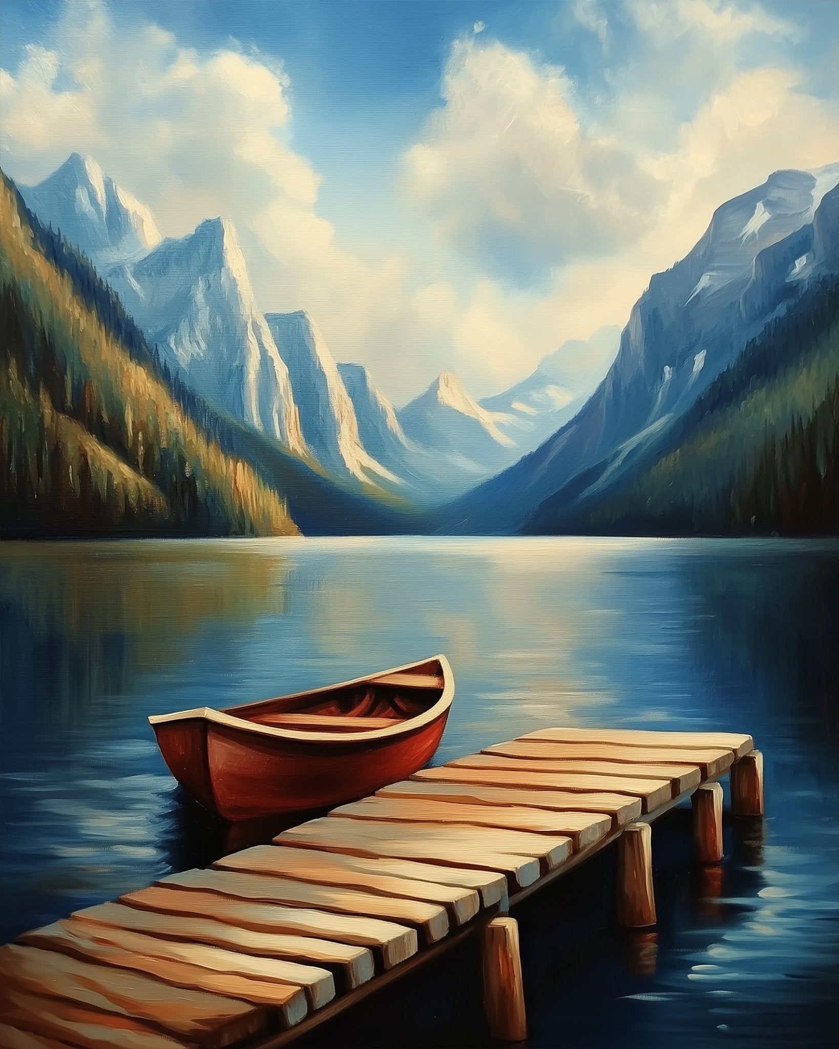 Tranquil Lake and Mountain View - Landscapes - BestPaintByNumbers - Paint by Numbers Custom Kit