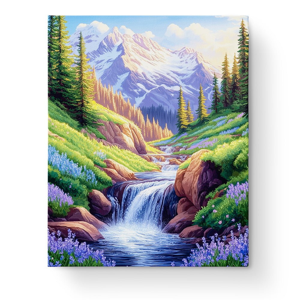 Tranquil Mountain Stream - Landscape - BestPaintByNumbers - Paint by Numbers Custom Kit