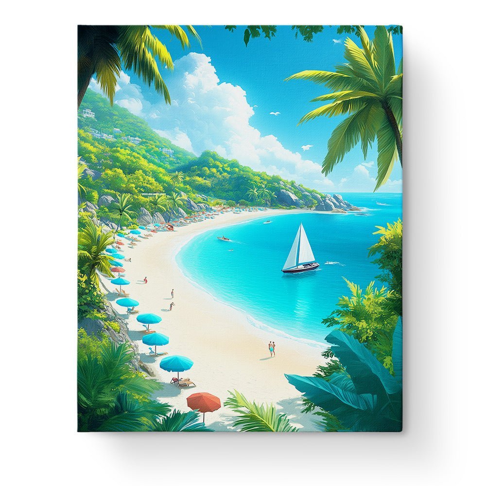 Tropical Beach Escape - Sea Landscape - BestPaintByNumbers - Paint by Numbers Custom Kit