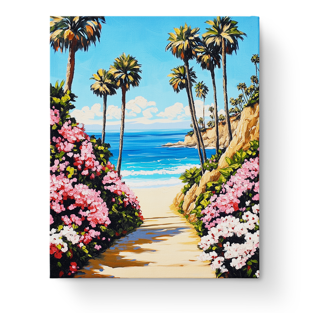 Tropical Beach Pathway - Summer - BestPaintByNumbers - Paint by Numbers Custom Kit
