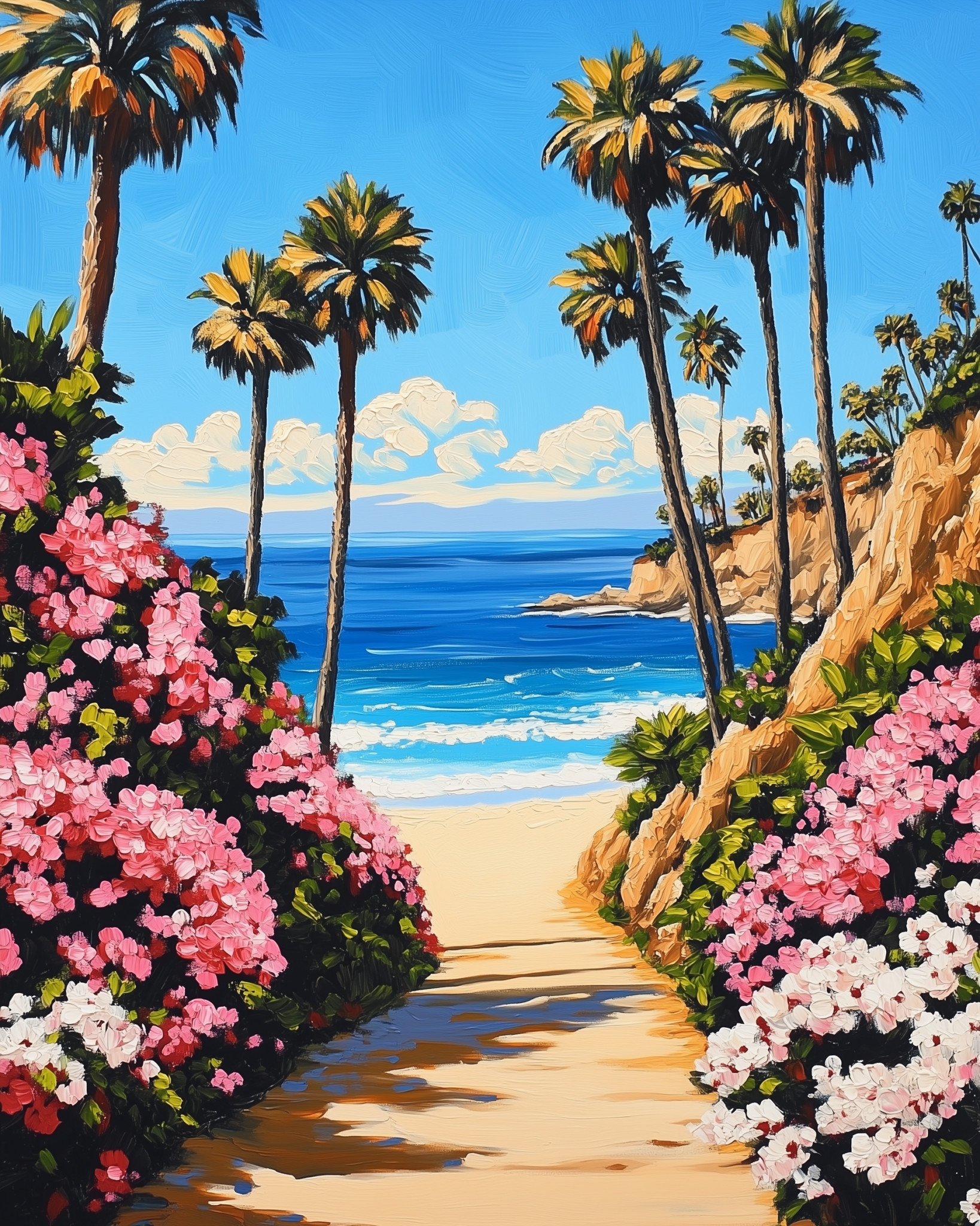 Tropical Beach Pathway - Summer - BestPaintByNumbers - Paint by Numbers Custom Kit