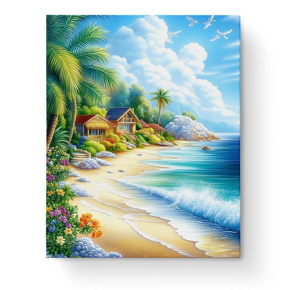 Tropical Beach Retreat - Sea Landscape - BestPaintByNumbers - Paint by Numbers Custom Kit