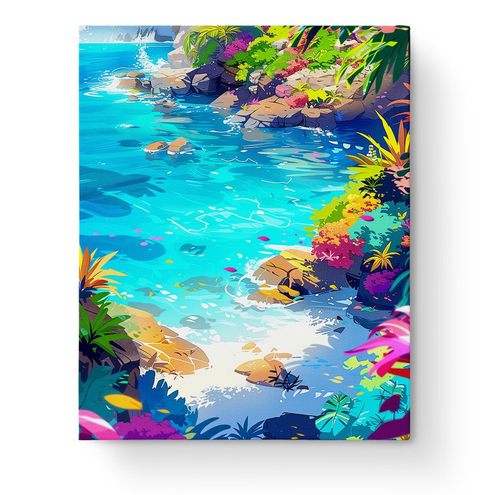 Tropical Cove Serenity - Sea Landscape - BestPaintByNumbers - Paint by Numbers Custom Kit