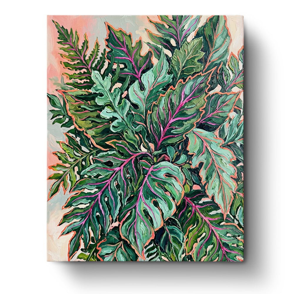 Tropical Foliage Delight - Flowers - BestPaintByNumbers - Paint by Numbers Custom Kit