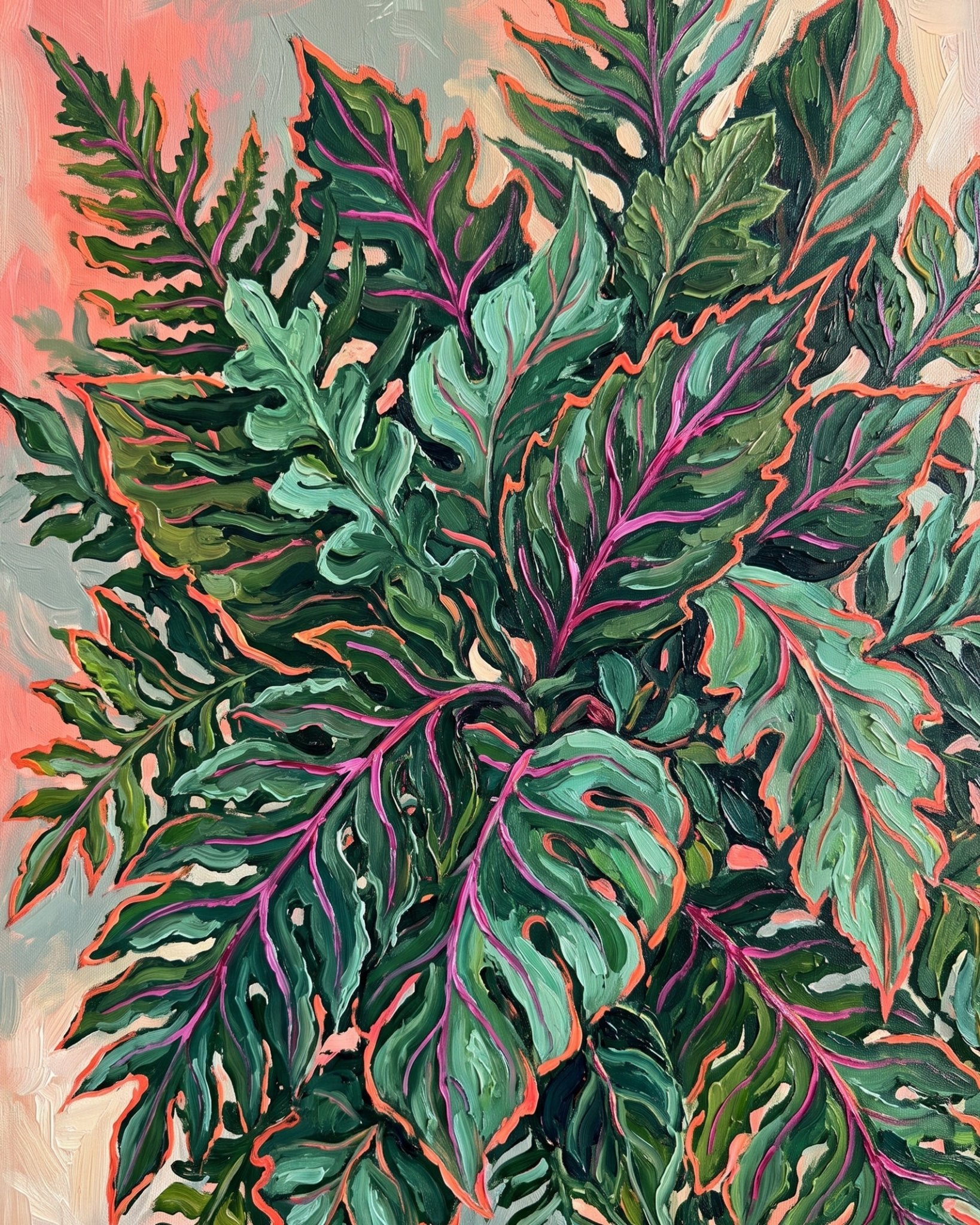 Tropical Foliage Delight - Flowers - BestPaintByNumbers - Paint by Numbers Custom Kit