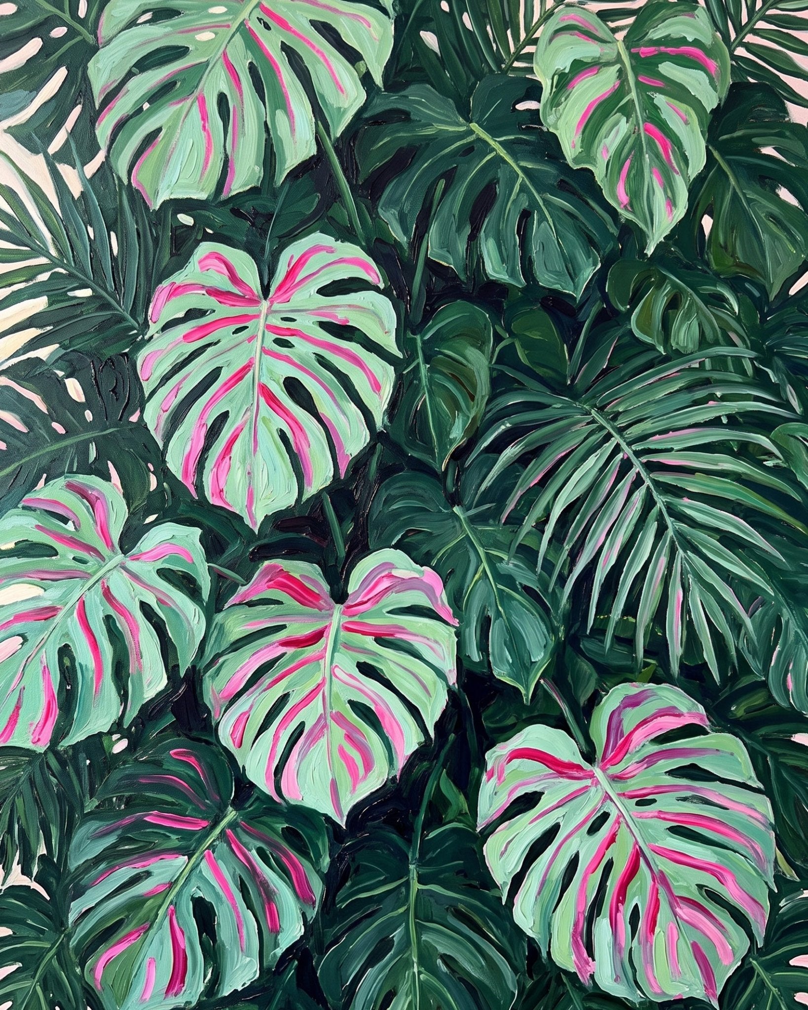 Tropical Foliage Harmony - Flowers - BestPaintByNumbers - Paint by Numbers Custom Kit