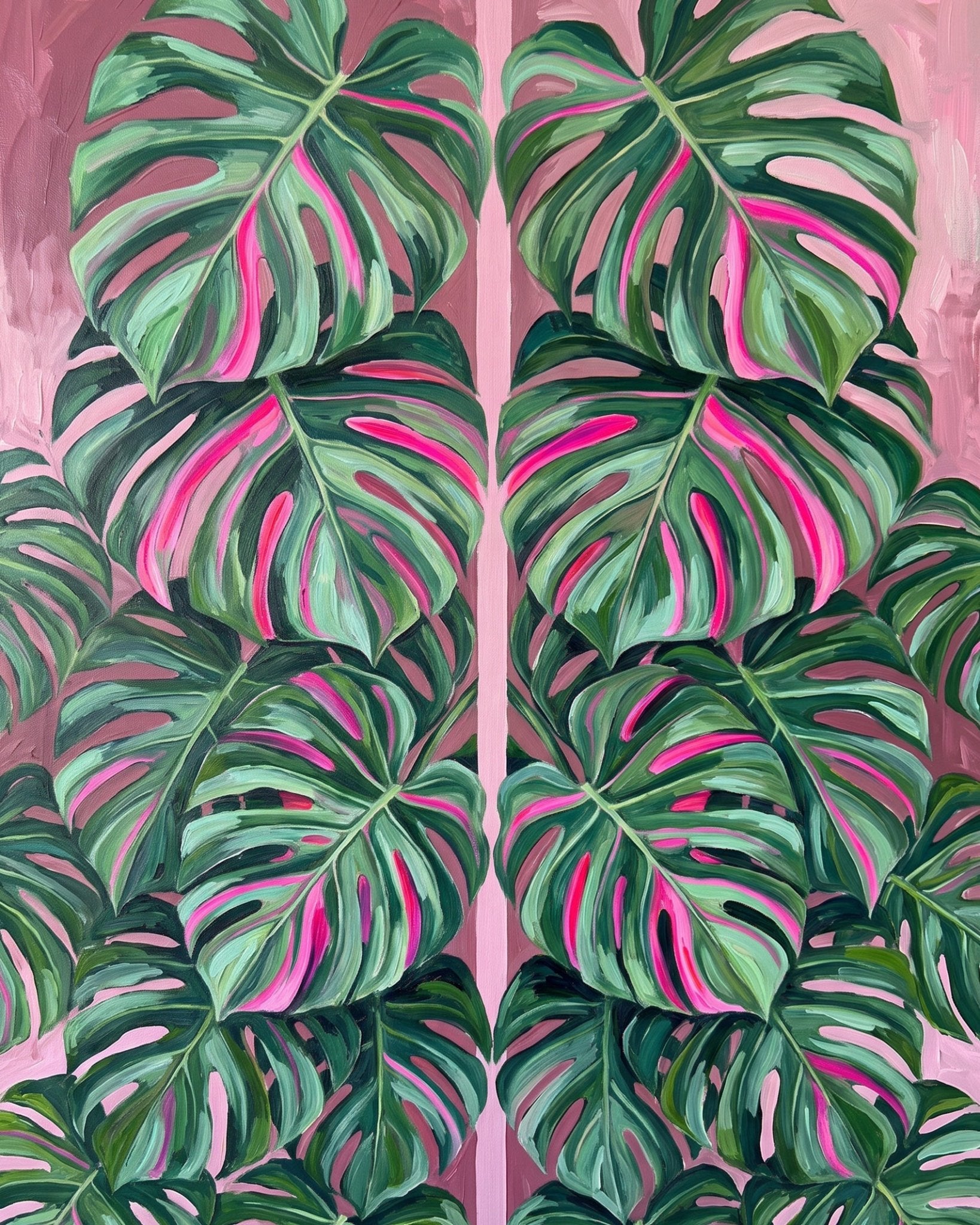 Tropical Monstera Pattern - Flowers - BestPaintByNumbers - Paint by Numbers Custom Kit