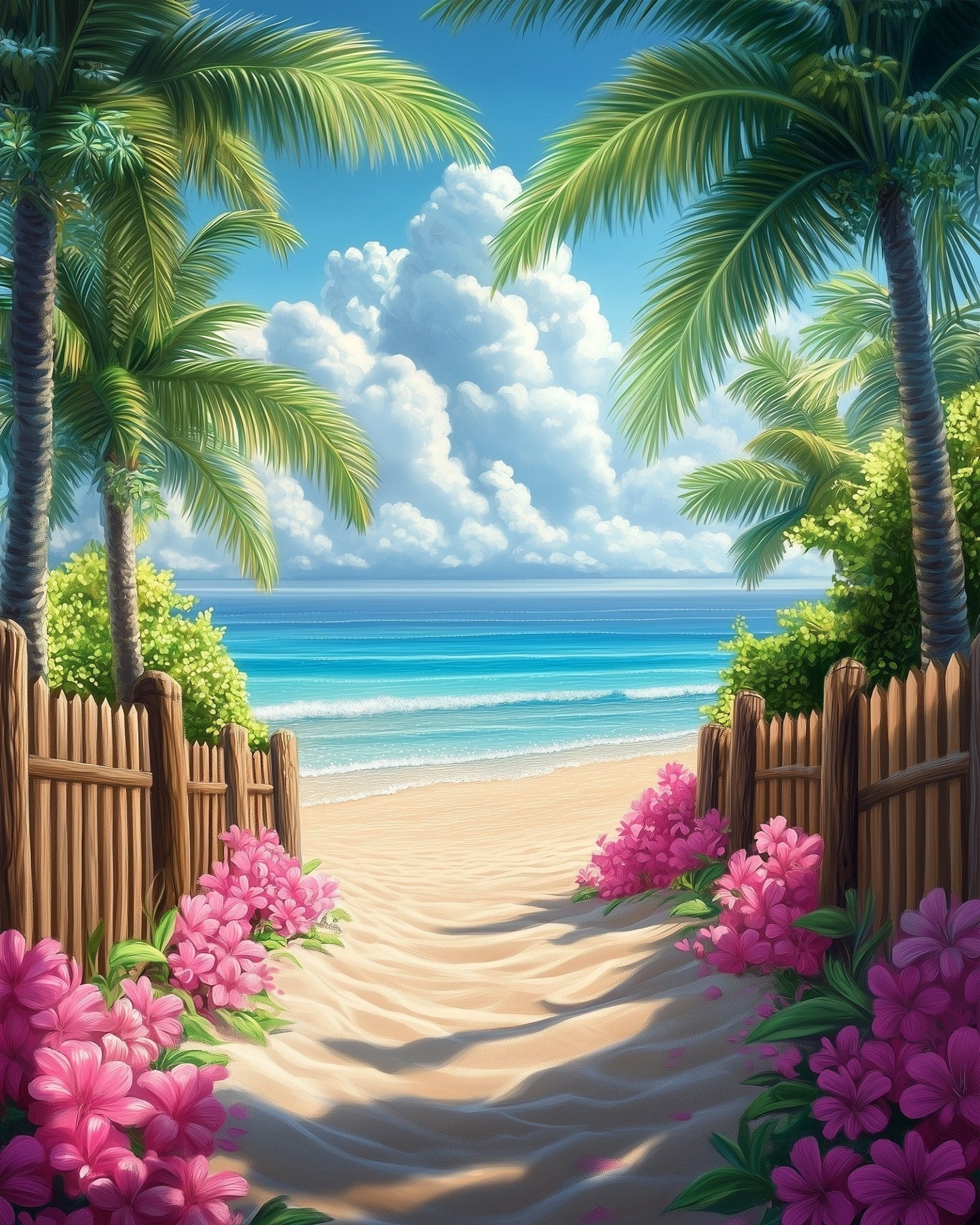 Tropical Path to Paradise - Sea Landscape - BestPaintByNumbers - Paint by Numbers Custom Kit