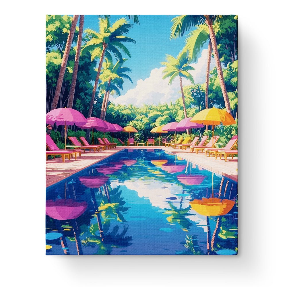 Tropical Poolside Escape - Summer - BestPaintByNumbers - Paint by Numbers Custom Kit