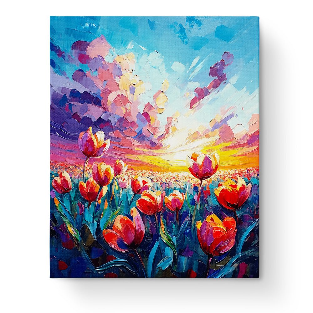 Tulip Sunrise Harmony - Impressionist - BestPaintByNumbers - Paint by Numbers Custom Kit