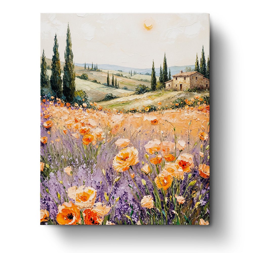 Tuscan Poppies and Lavender - Flowers - BestPaintByNumbers - Paint by Numbers Custom Kit