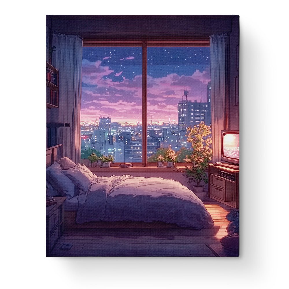 Urban Evening Escape - Lo - Fi - BestPaintByNumbers - Paint by Numbers Custom Kit