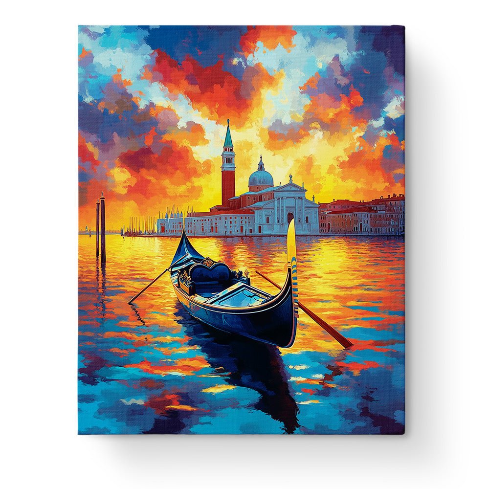 Venetian Sunset with Gondola - Landscapes - BestPaintByNumbers - Paint by Numbers Custom Kit