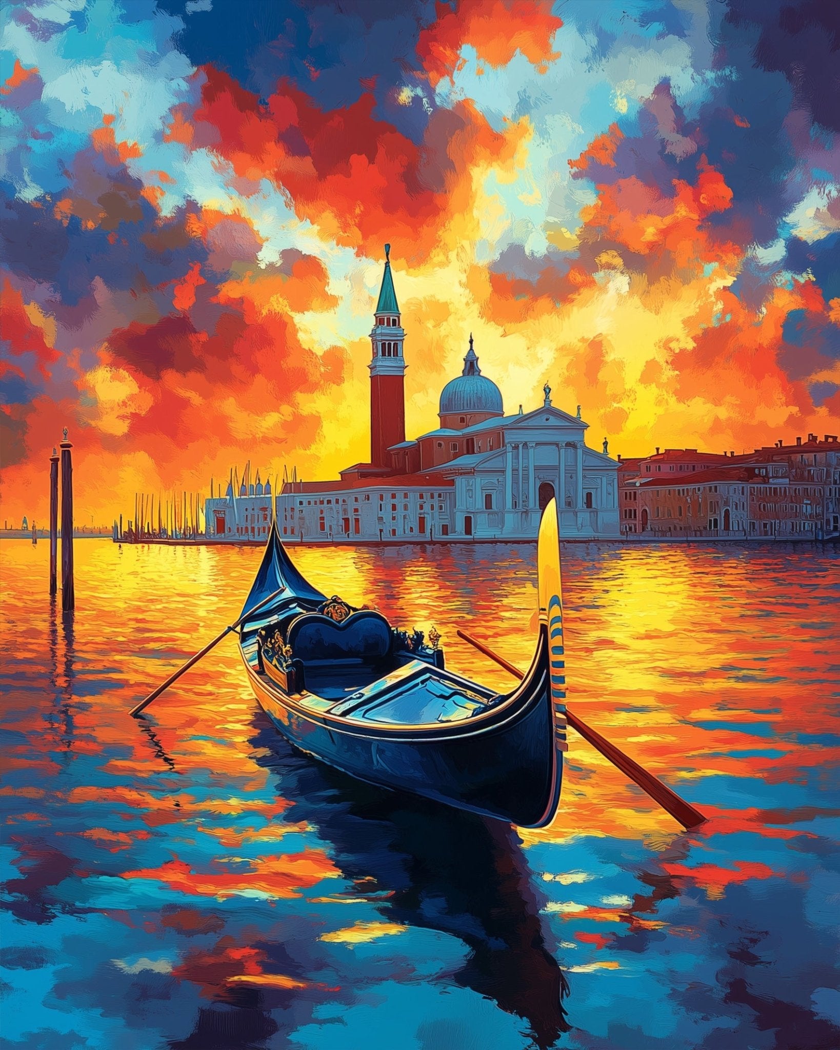 Venetian Sunset with Gondola - Landscapes - BestPaintByNumbers - Paint by Numbers Custom Kit