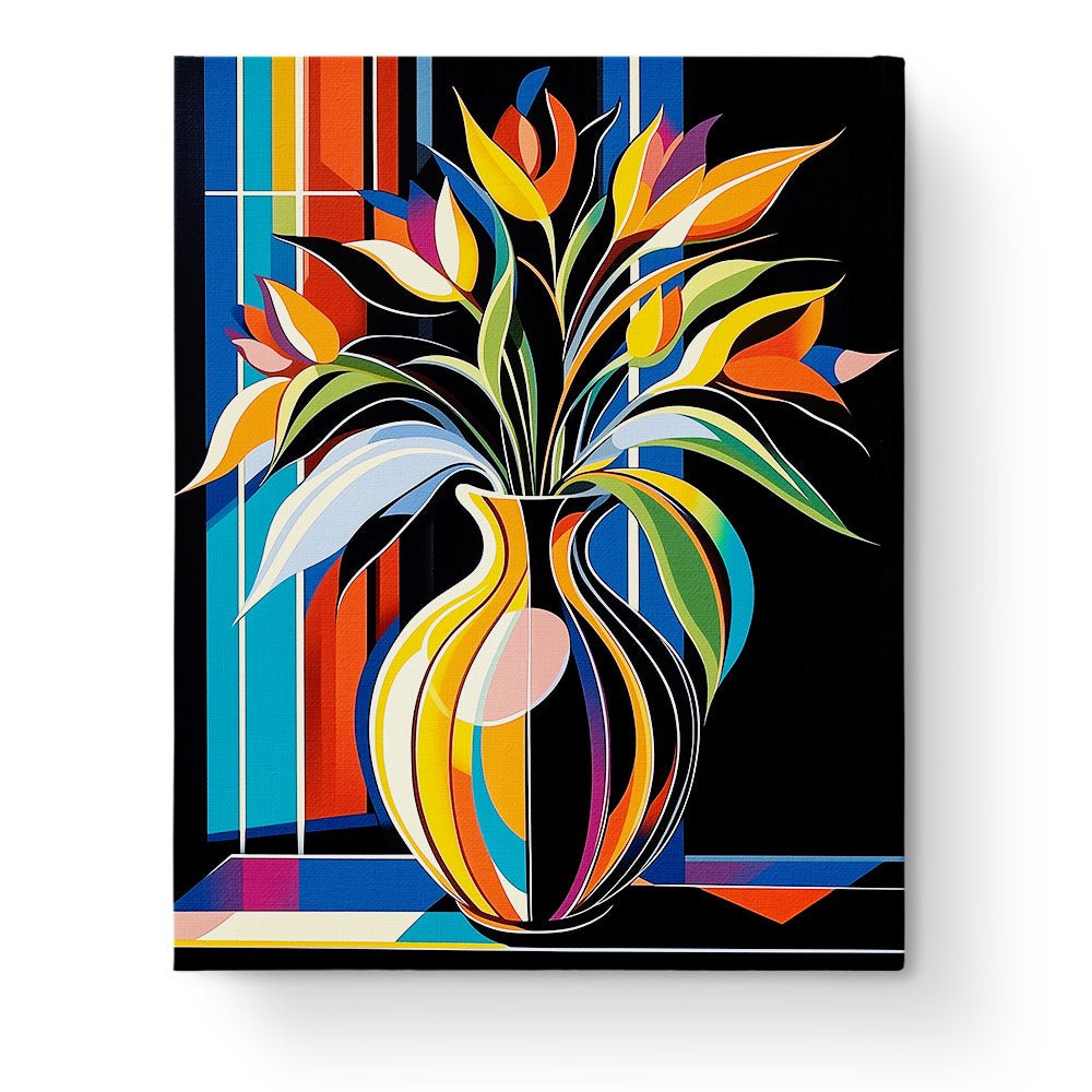 Vibrant Abstract Vase Blooms - Still Life - BestPaintByNumbers - Paint by Numbers Custom Kit