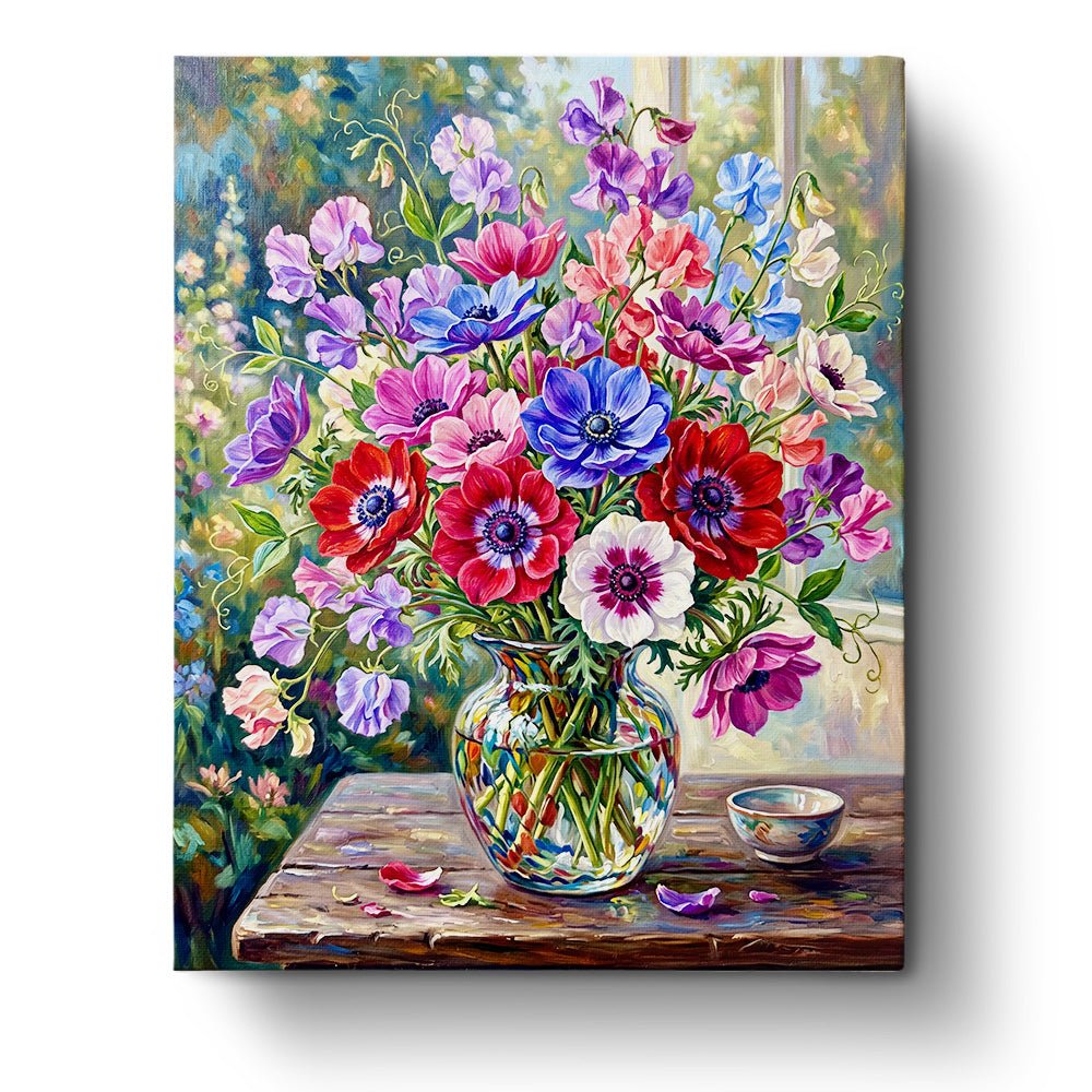 Vibrant Anemone Bouquet - Flowers - BestPaintByNumbers - Paint by Numbers Custom Kit