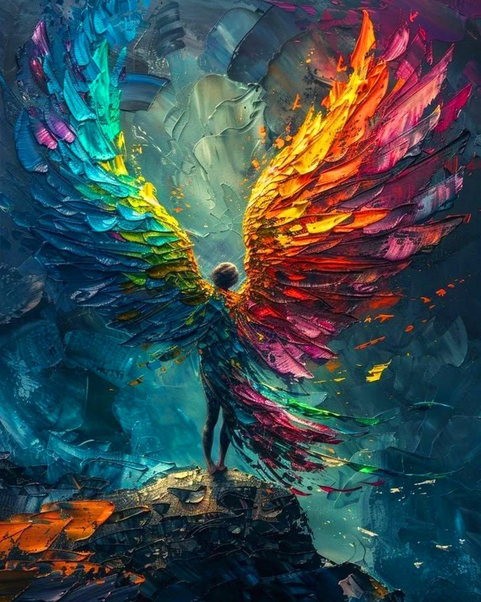 Vibrant Angel Wings - Religion - BestPaintByNumbers - Paint by Numbers Custom Kit