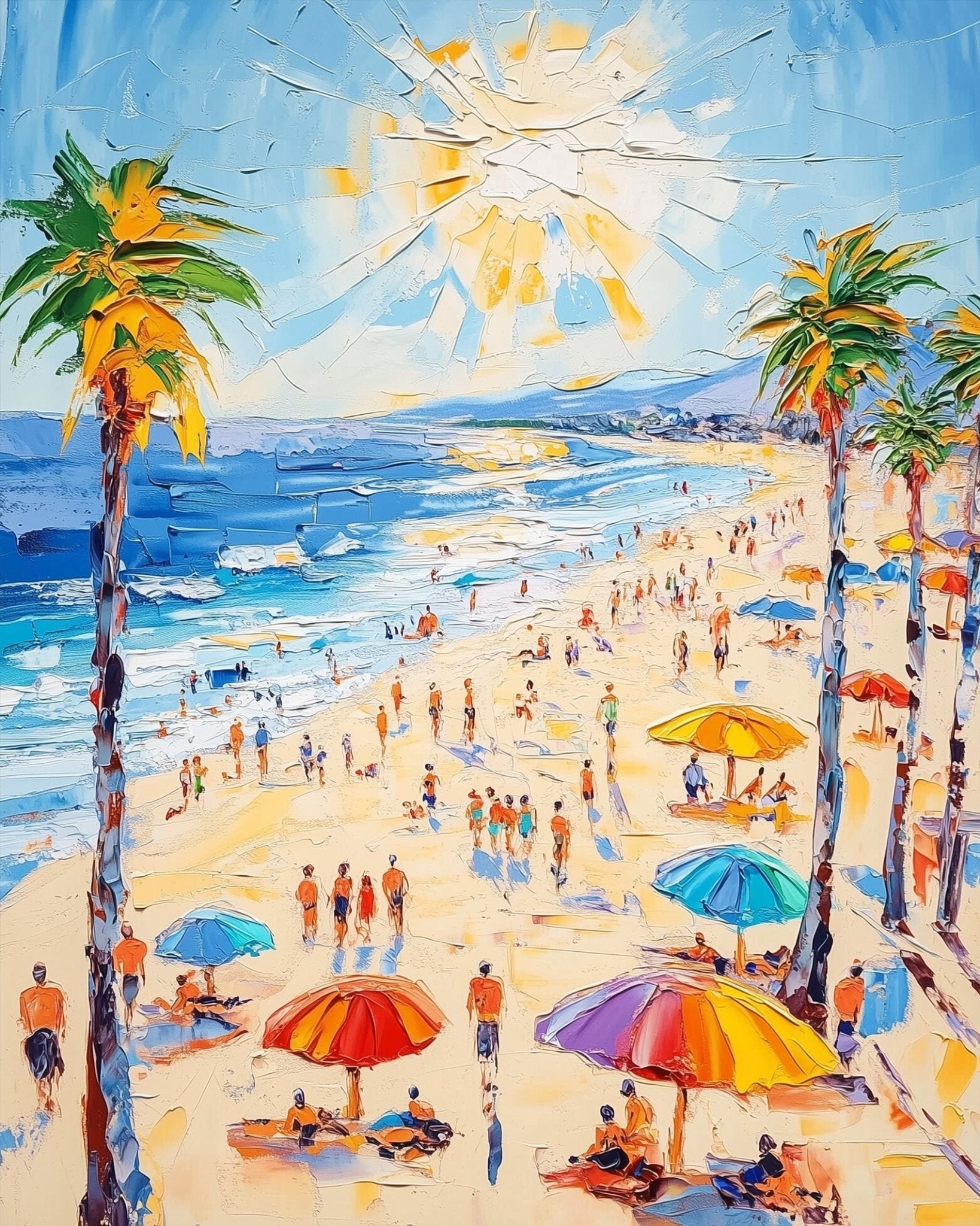 Vibrant Beach Scene - Summer - BestPaintByNumbers - Paint by Numbers Custom Kit