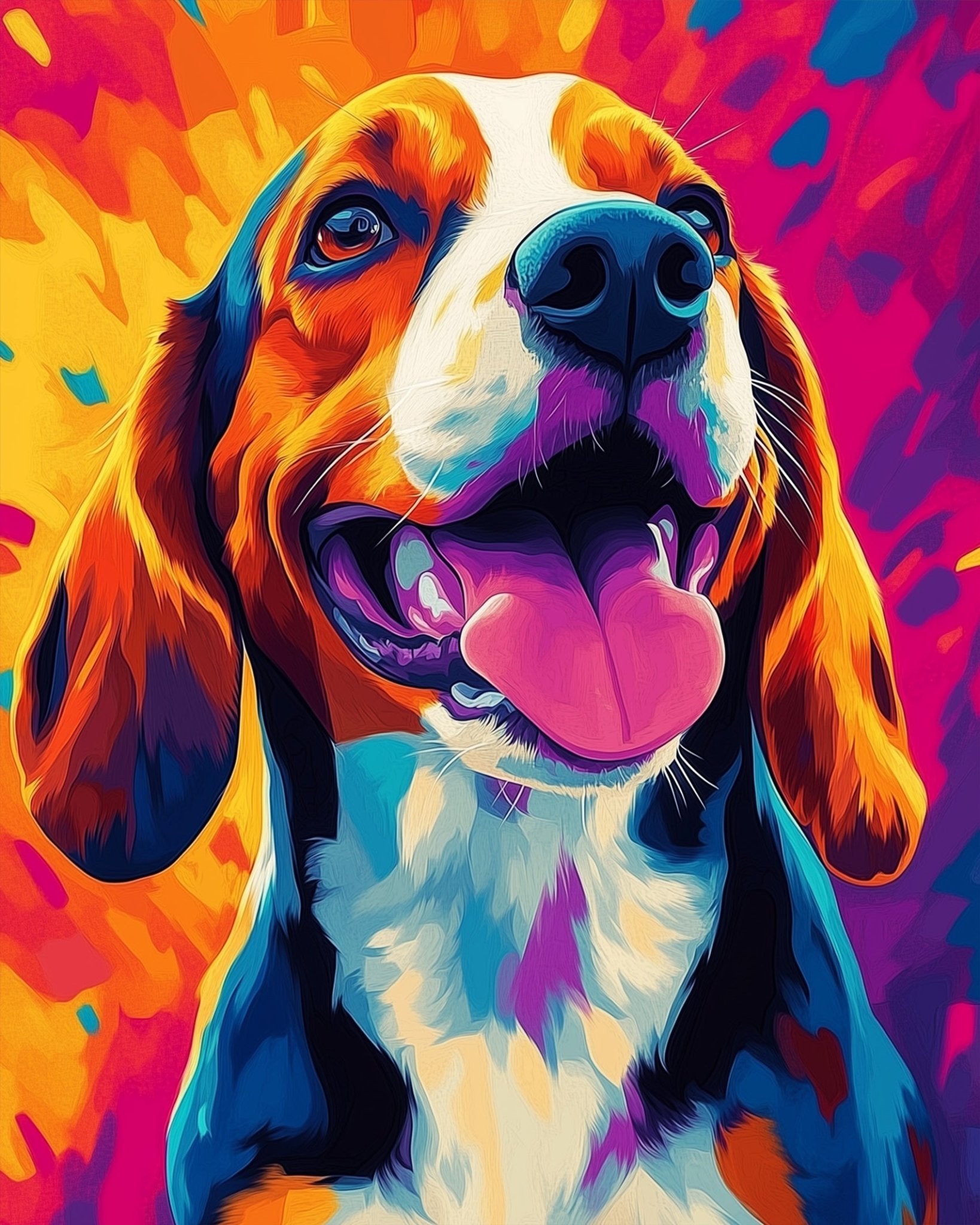 Vibrant Beagle Delight - Dogs - BestPaintByNumbers - Paint by Numbers Custom Kit