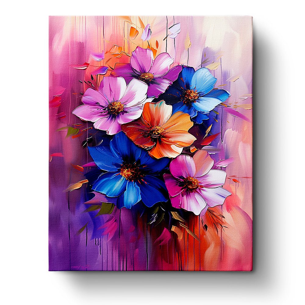 Fixed paint by numbers kit, 24 colors, 16x20in. Bold, vibrant flowers create a relaxing and meditative painting experience.