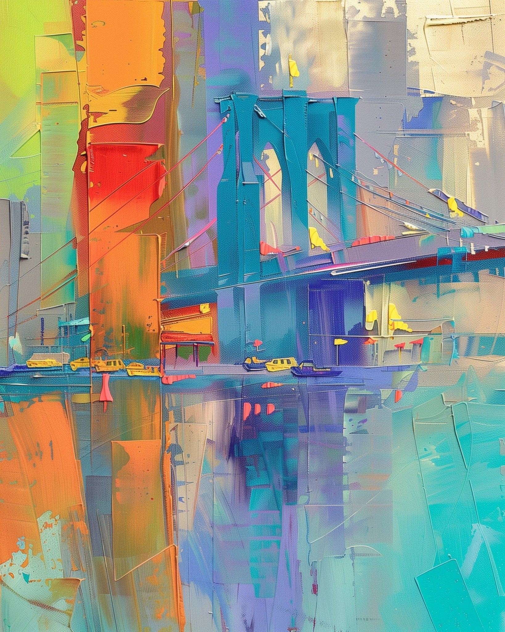 Brooklyn Bridge skyline in bold strokes. A creative escape with fixed paint by numbers kit. Ideal for stress relief.