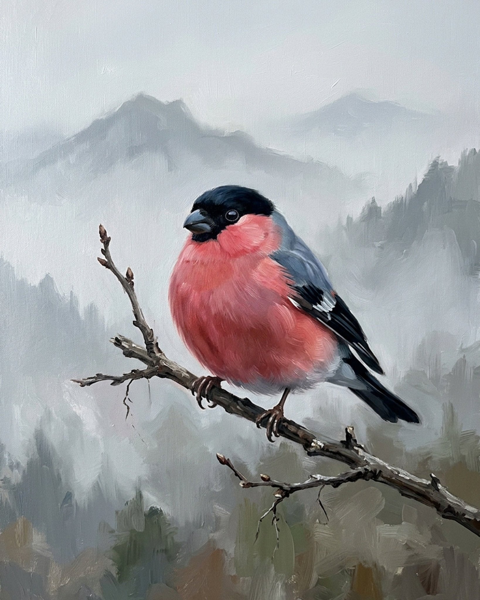 Vibrant Bullfinch Artwork - Animals - BestPaintByNumbers - Paint by Numbers Custom Kit