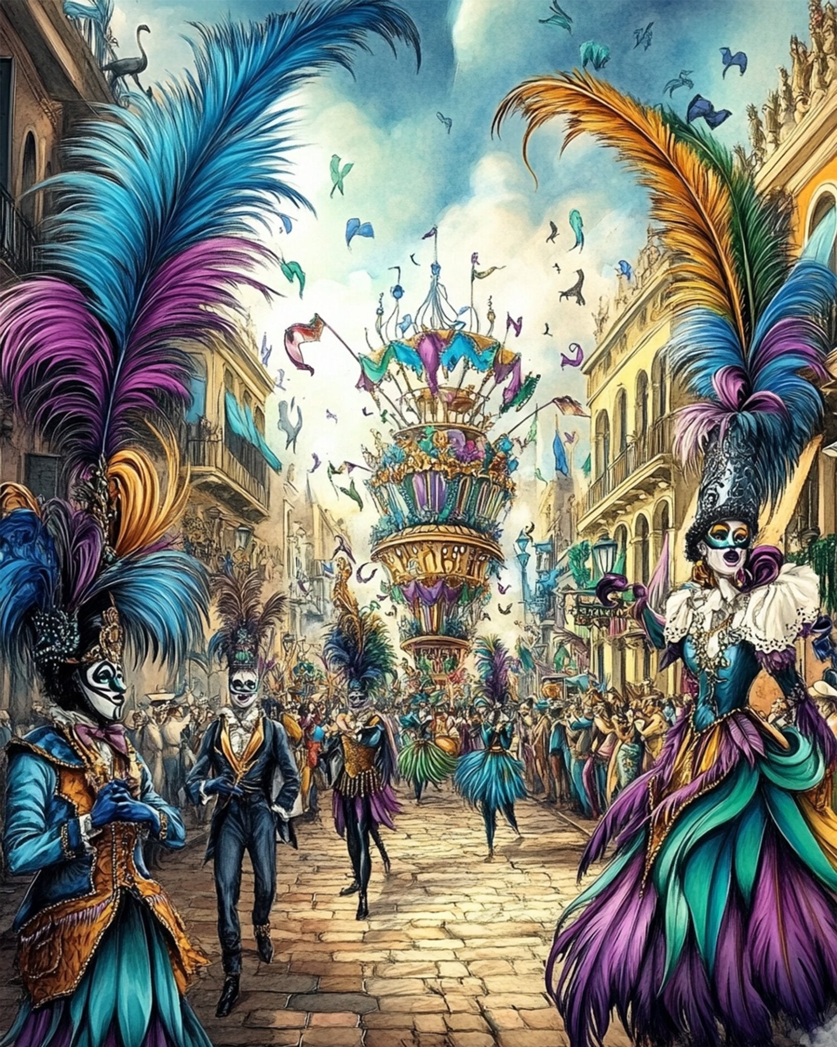 Vibrant Carnival Street Parade - Festival of the world - BestPaintByNumbers - Paint by Numbers Custom Kit