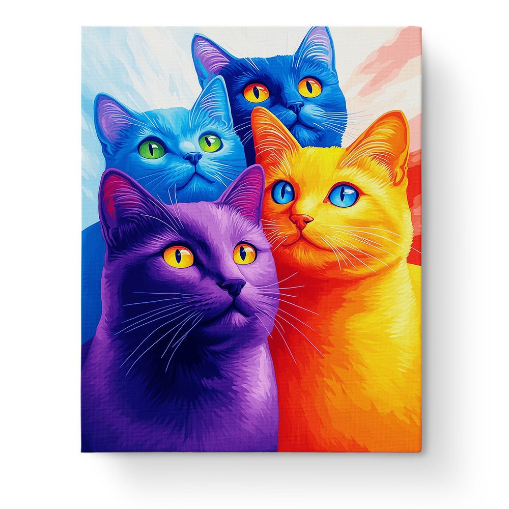 Vibrant Cats Collage - Animals - BestPaintByNumbers - Paint by Numbers Custom Kit