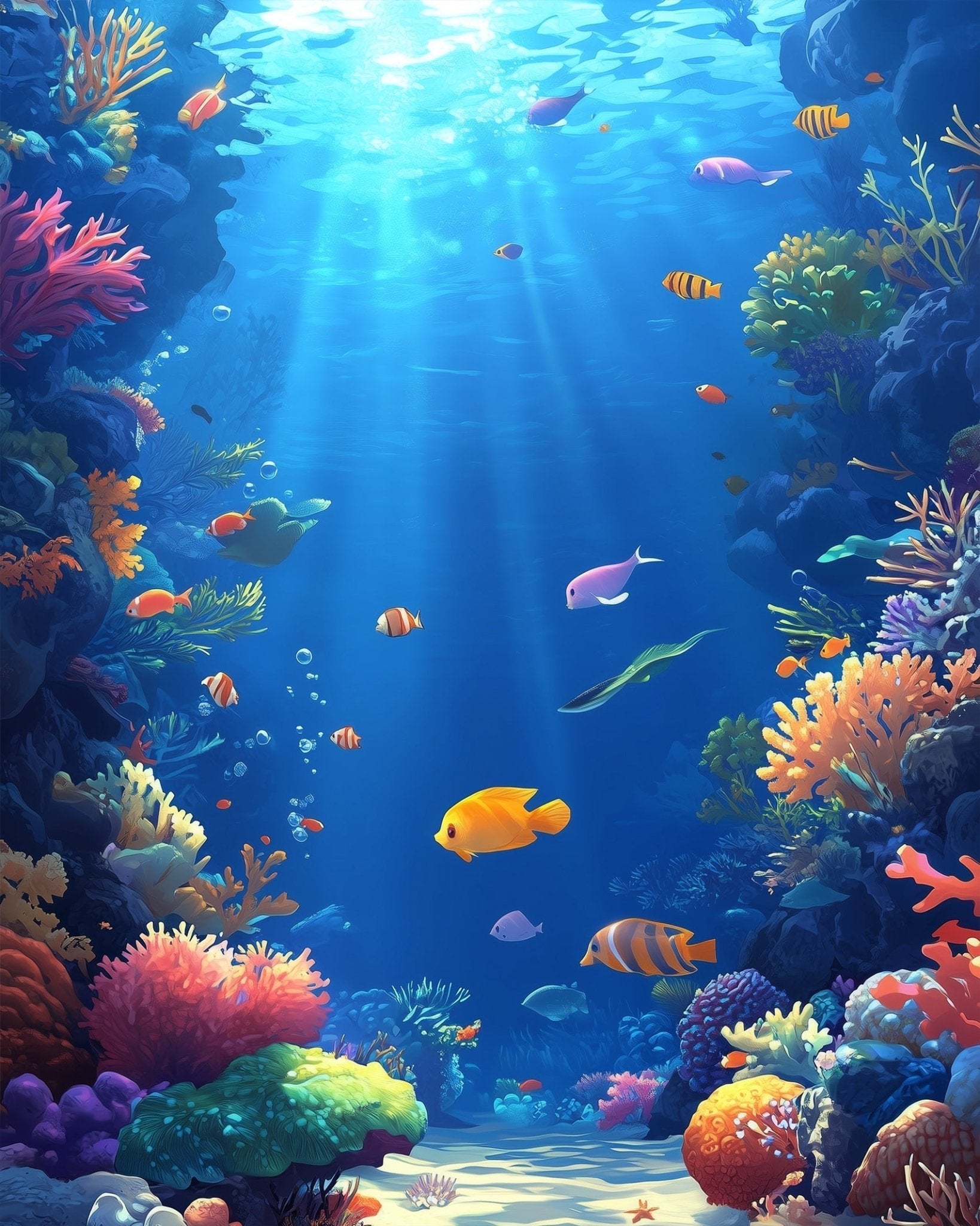 Vibrant Coral Reef Adventure - Sea Landscape - BestPaintByNumbers - Paint by Numbers Custom Kit