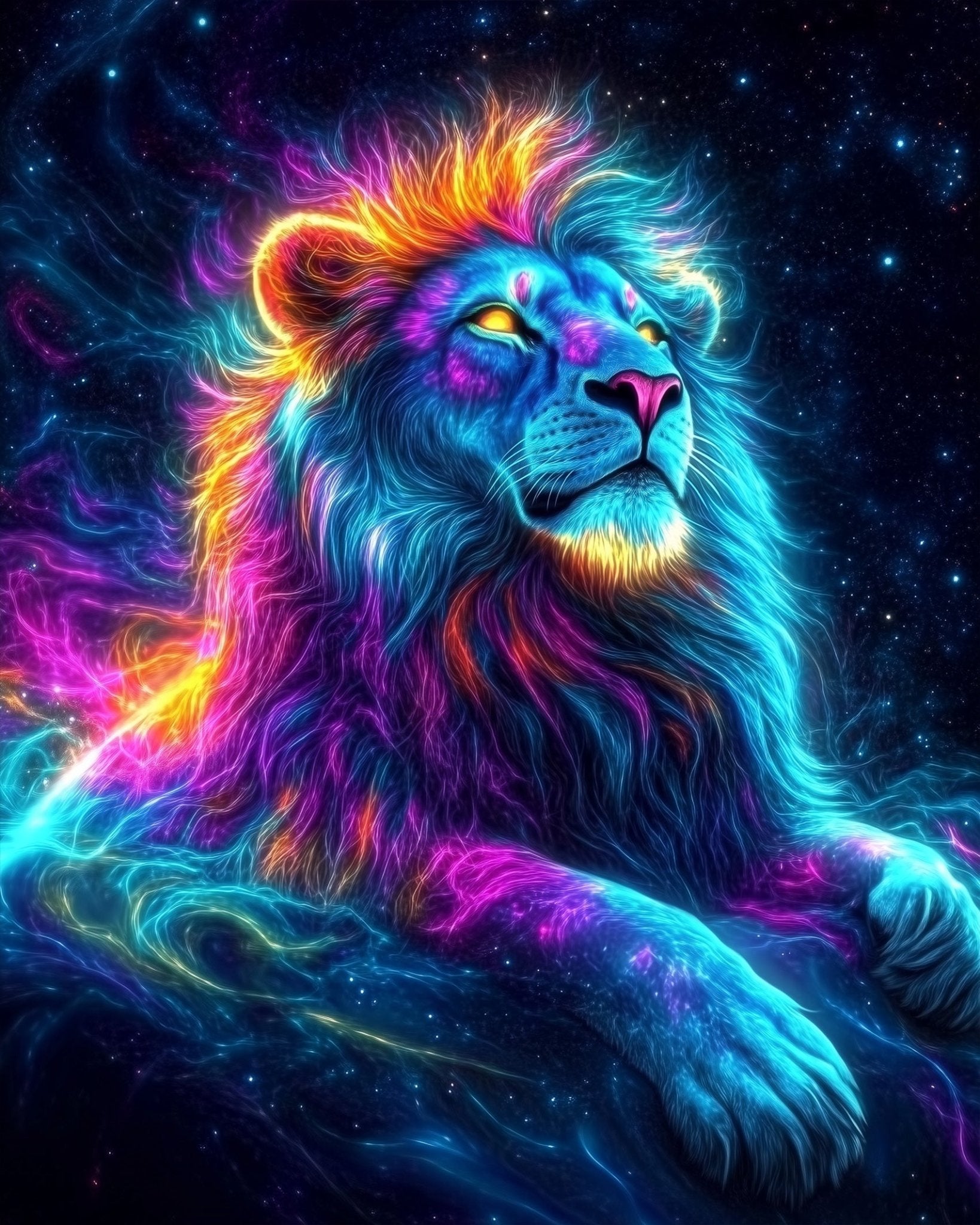 Vibrant Cosmic Lion - abstract - animals - BestPaintByNumbers - Paint by Numbers Custom Kit