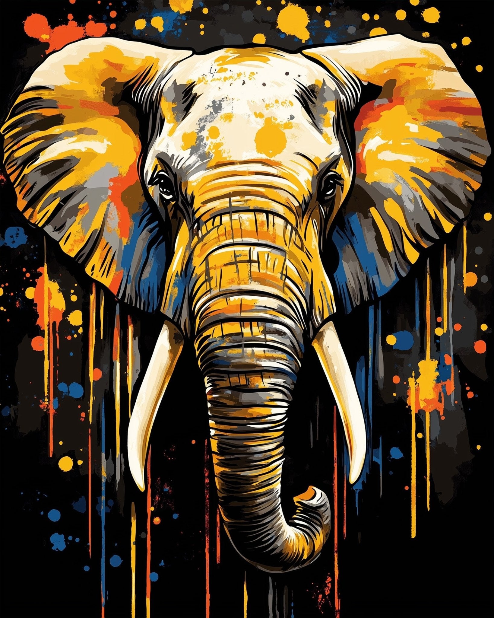 Vibrant Elephant Portrait - Animals - BestPaintByNumbers - Paint by Numbers Custom Kit