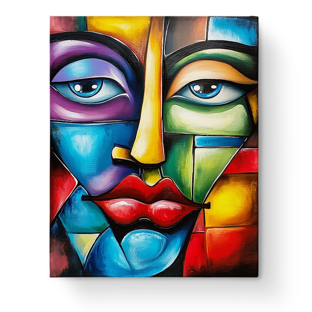 Vibrant Face in Colors - Cubism - BestPaintByNumbers - Paint by Numbers Custom Kit