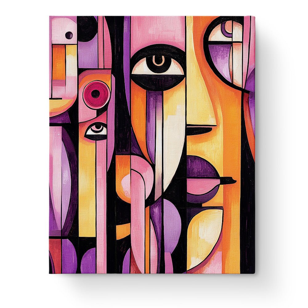 Vibrant Faces Abstraction - Cubism - BestPaintByNumbers - Paint by Numbers Custom Kit