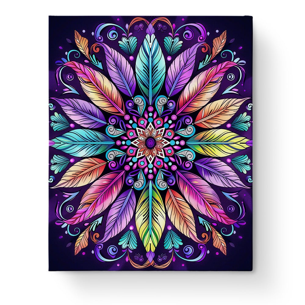 Vibrant Feathers - Mandalas - BestPaintByNumbers - Paint by Numbers Custom Kit