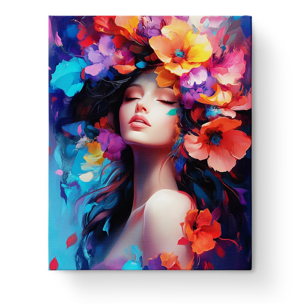 Vibrant Floral Woman with Blossoms - Floral Women - BestPaintByNumbers - Paint by Numbers Custom Kit