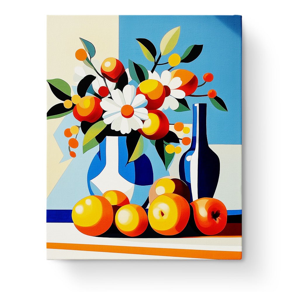 Vibrant Fruit and Floral Arrangement - Still Life - BestPaintByNumbers - Paint by Numbers Custom Kit